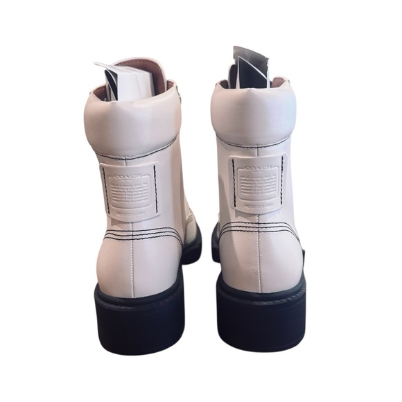 Coach Lorimer Leather Chalk Combat Lace Up Lug Boots NEW! Size 10 B - Picture 4 of 8